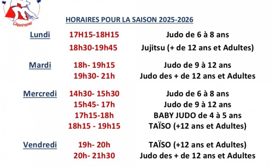 Nos horaires